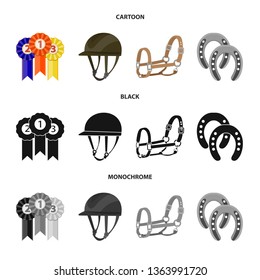Vector design of equipment and riding sign. Collection of equipment and competition stock vector illustration.