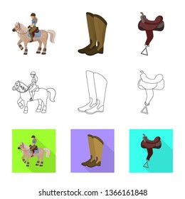 Vector design of equipment and riding sign. Collection of equipment and competition stock symbol for web.