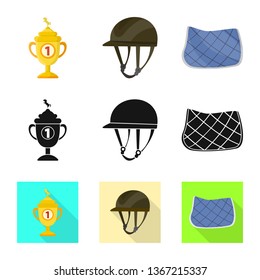 Vector design of equipment and riding sign. Collection of equipment and competition vector icon for stock.