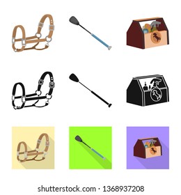 Vector design of equipment and riding sign. Collection of equipment and competition stock vector illustration.