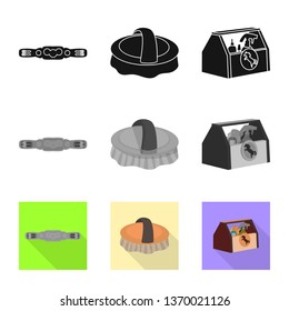 Vector design of equipment and riding sign. Collection of equipment and competition stock vector illustration.