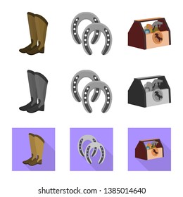 Vector design of equipment and riding sign. Set of equipment and competition stock vector illustration.