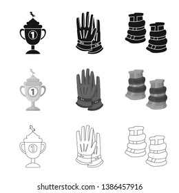 Vector design of equipment and riding sign. Collection of equipment and competition stock symbol for web.