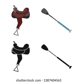 Vector design of equipment and riding sign. Collection of equipment and competition stock symbol for web.