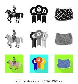 Vector design of equipment and riding sign. Set of equipment and competition vector icon for stock.