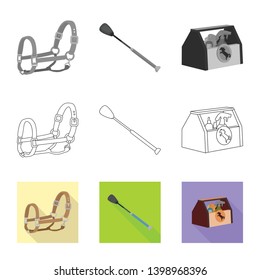 Vector design of equipment and riding sign. Set of equipment and competition vector icon for stock.