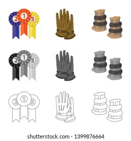 Vector design of equipment and riding sign. Collection of equipment and competition stock symbol for web.