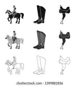 Vector design of equipment and riding sign. Set of equipment and competition stock symbol for web.