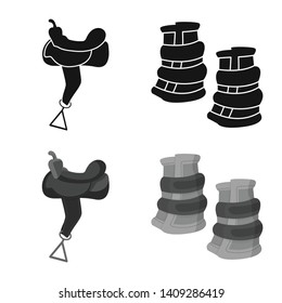 Vector design of equipment and riding sign. Collection of equipment and competition vector icon for stock.