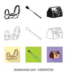 Vector design of equipment and riding sign. Set of equipment and competition stock symbol for web.