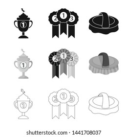 Vector design of equipment and riding sign. Set of equipment and competition vector icon for stock.