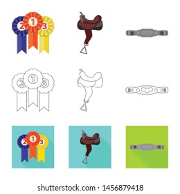 Vector design of equipment and riding sign. Collection of equipment and competition vector icon for stock.