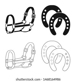 Vector design of equipment and riding sign. Collection of equipment and competition vector icon for stock.