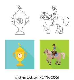 Vector design of equipment and riding sign. Collection of equipment and competition stock vector illustration.