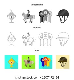 Vector design of equipment and riding symbol. Set of equipment and competition stock symbol for web.