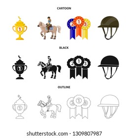 Vector design of equipment and riding symbol. Set of equipment and competition stock vector illustration.