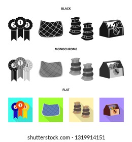Vector design of equipment and riding symbol. Set of equipment and competition stock vector illustration.