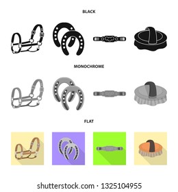 Vector design of equipment and riding symbol. Set of equipment and competition stock vector illustration.