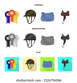 Vector design of equipment and riding symbol. Set of equipment and competition stock symbol for web.