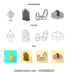 Vector design of equipment and riding symbol. Set of equipment and competition stock symbol for web.