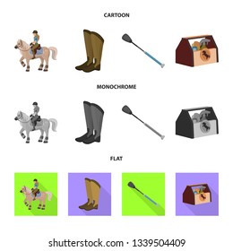 Vector design of equipment and riding symbol. Set of equipment and competition stock vector illustration.