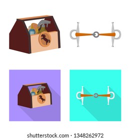 Vector design of equipment and riding symbol. Set of equipment and competition stock vector illustration.