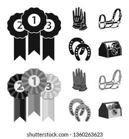 Vector design of equipment and riding symbol. Set of equipment and competition stock symbol for web.