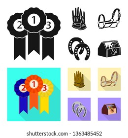 Vector design of equipment and riding symbol. Collection of equipment and competition stock symbol for web.