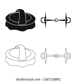 Vector design of equipment and riding symbol. Set of equipment and competition stock symbol for web.