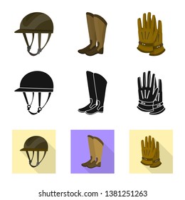 Vector design of equipment and riding symbol. Set of equipment and competition stock symbol for web.