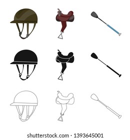 Vector design of equipment and riding symbol. Set of equipment and competition stock vector illustration.