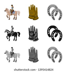 Vector design of equipment and riding symbol. Collection of equipment and competition stock vector illustration.