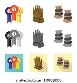 Vector design of equipment and riding symbol. Collection of equipment and competition stock symbol for web.