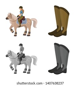 Vector design of equipment and riding symbol. Set of equipment and competition vector icon for stock.