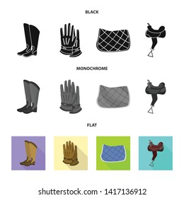 Vector design of equipment and riding symbol. Set of equipment and competition stock vector illustration.