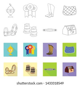Vector design of equipment and riding symbol. Collection of equipment and competition stock symbol for web.