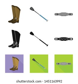 Vector design of equipment and riding symbol. Set of equipment and competition stock vector illustration.