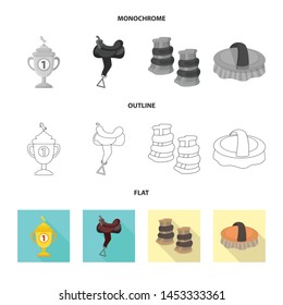 Vector design of equipment and riding symbol. Set of equipment and competition vector icon for stock.