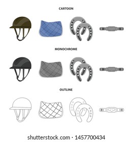 Vector design of equipment and riding symbol. Collection of equipment and competition stock symbol for web.