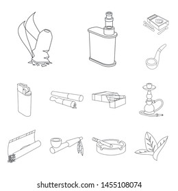 Vector design of equipment and smoking logo. Collection of equipment and smoker stock vector illustration.