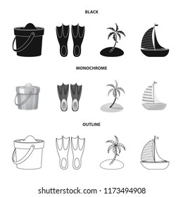 Vector design of equipment and swimming icon. Set of equipment and activity stock symbol for web.