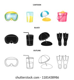 Vector design of equipment and swimming icon. Set of equipment and activity stock vector illustration.