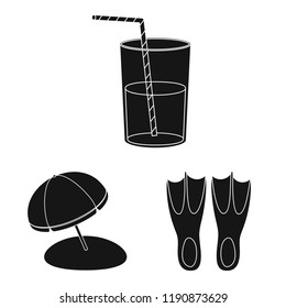 Vector design of equipment and swimming icon. Collection of equipment and activity stock vector illustration.