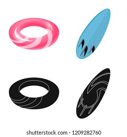 Vector design of equipment and swimming icon. Collection of equipment and activity stock symbol for web.
