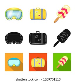 Vector design of equipment and swimming icon. Collection of equipment and activity stock vector illustration.