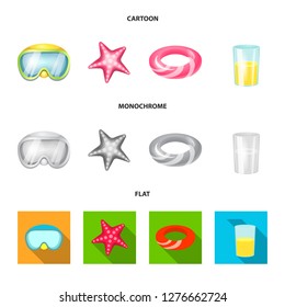 Vector design of equipment and swimming icon. Collection of equipment and activity stock symbol for web.