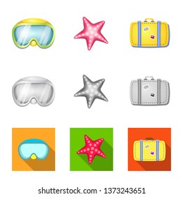 Vector design of equipment and swimming icon. Set of equipment and activity stock vector illustration.