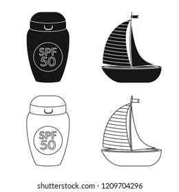 Vector design of equipment and swimming logo. Set of equipment and activity stock vector illustration.