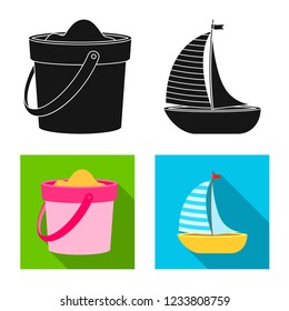Vector design of equipment and swimming logo. Set of equipment and activity stock vector illustration.