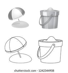 Vector design of equipment and swimming logo. Set of equipment and activity stock symbol for web.